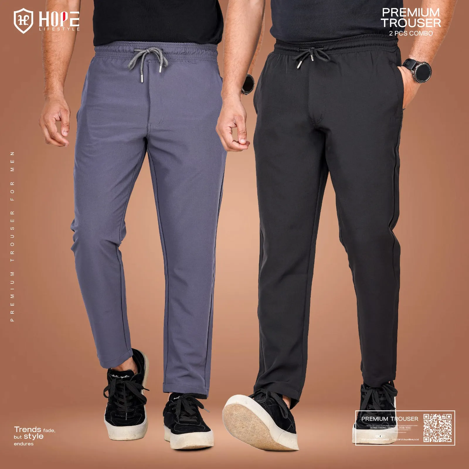 HP-635 Hope Lifestyle Premium Trouser Combo- Black & Anther