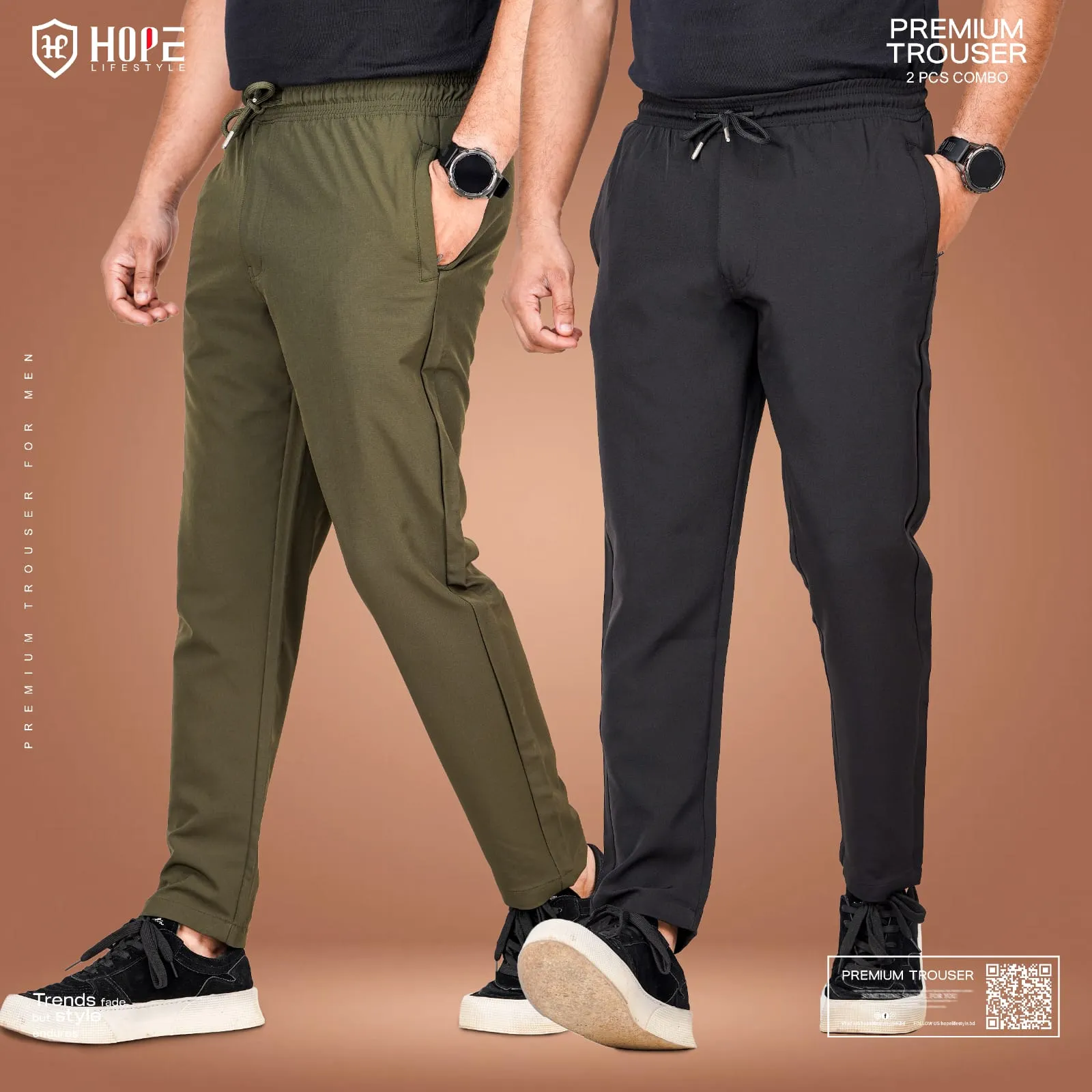 HP-635 Hope Lifestyle Premium Trouser Combo- Black & Olive