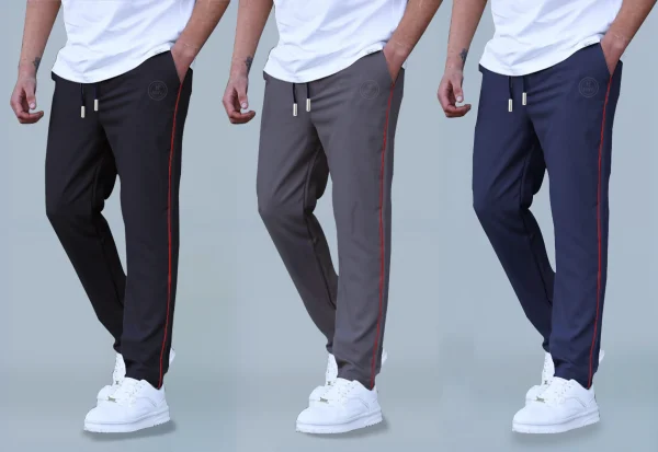 Men's Smart Drawstring Trouser Combo- Black, Navy & Anther