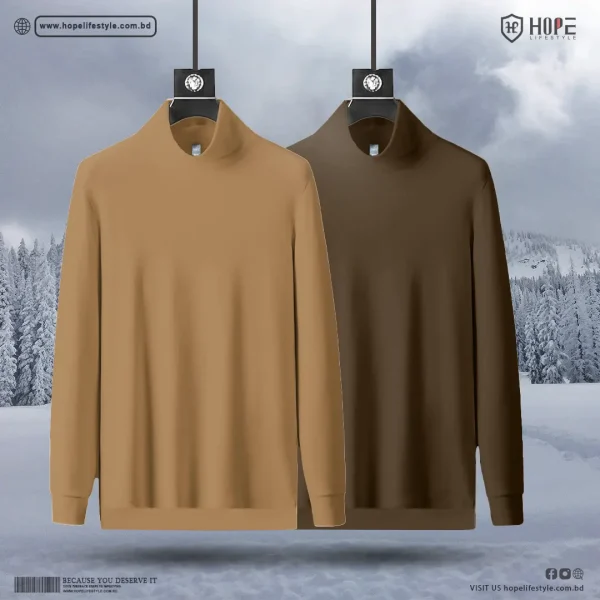 Hope Lifestyle Premium Turtle Neck Sweatshirt- Brown & Coffee