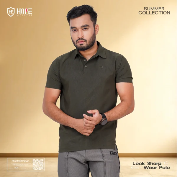 HP-817 Premium Polo T-Shirt- Olive