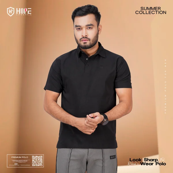 HP-817 Premium Polo T-Shirt- Black