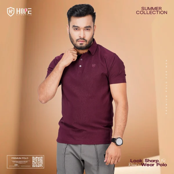 HP-817 Premium Polo T-Shirt- Maroon