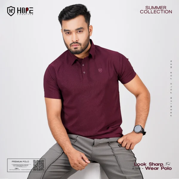 HP-817 Premium Polo T-Shirt- Maroon - Image 2