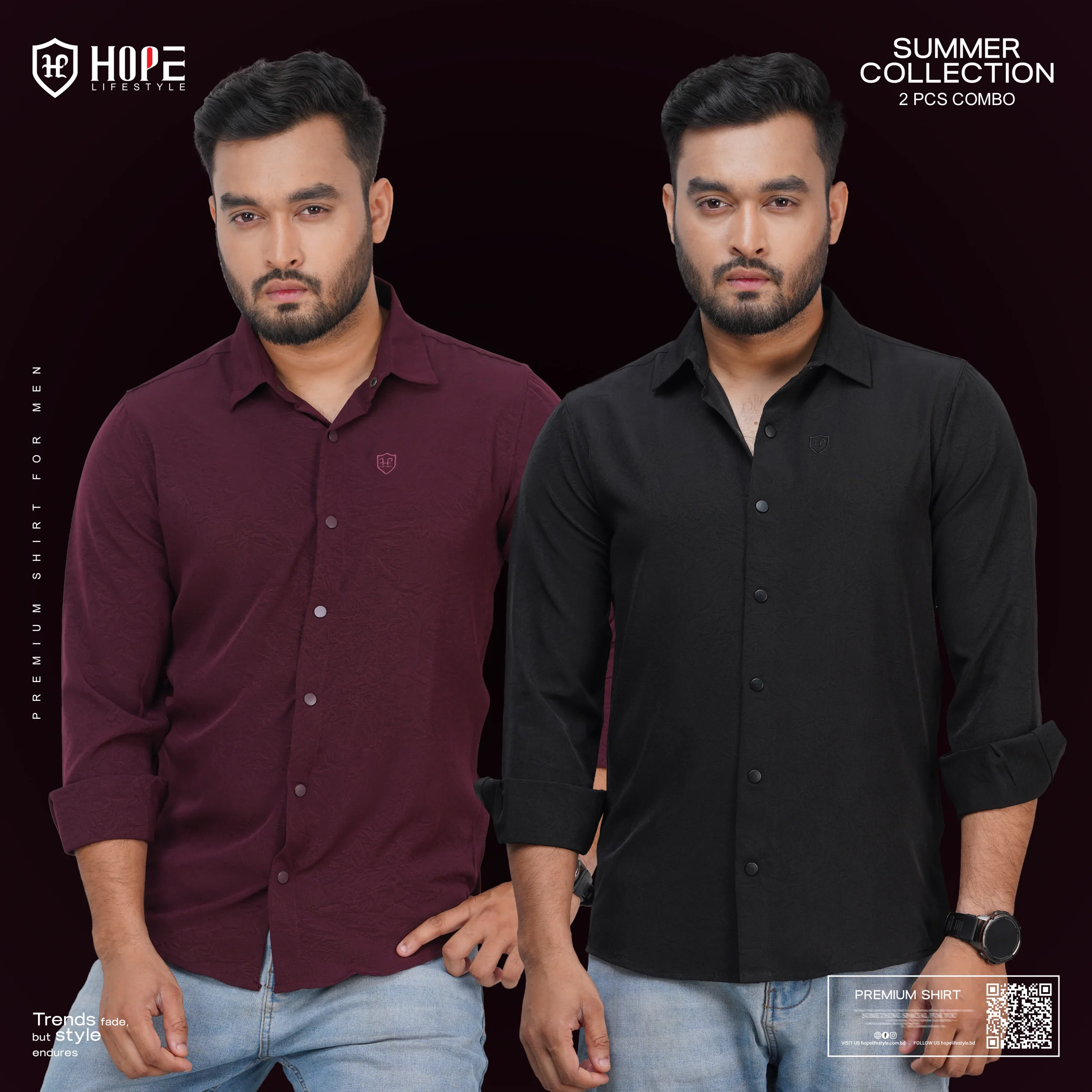 HP-816 Premium Shirt Combo- Black & Maroon