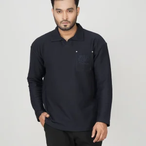 HP-846 Full Sleeve Cuban T-Shirt- Navy Blue