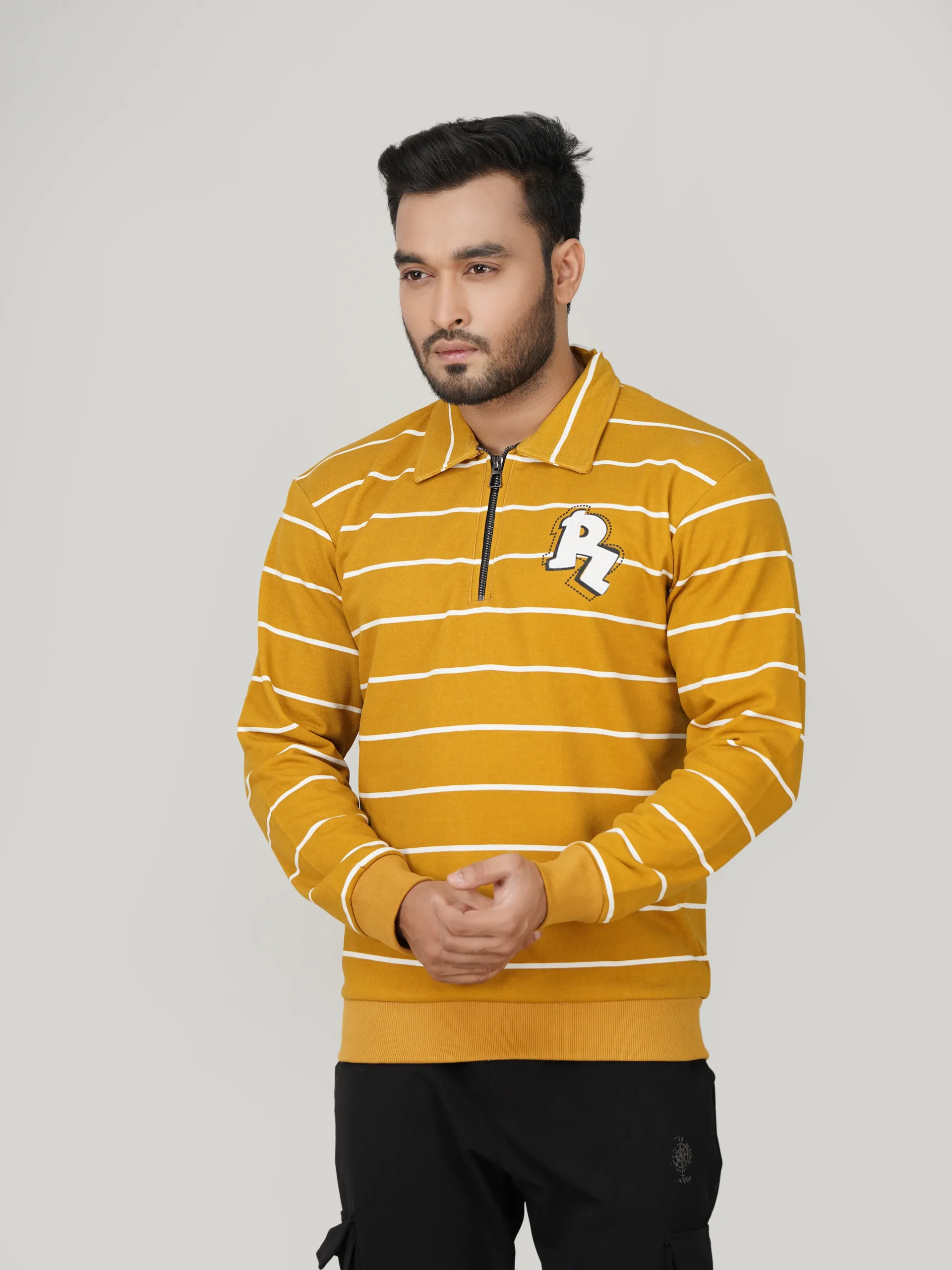 HPL-847 Half-Zip Polo Sweatshirt- Yellow