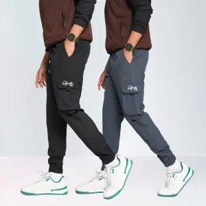 HP-861 Premium Imported Cargo Joggers Combo- Black & Anther