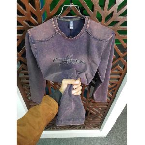 HP-332 Knit Denim Full Sleeve T-Shirt- Maroon